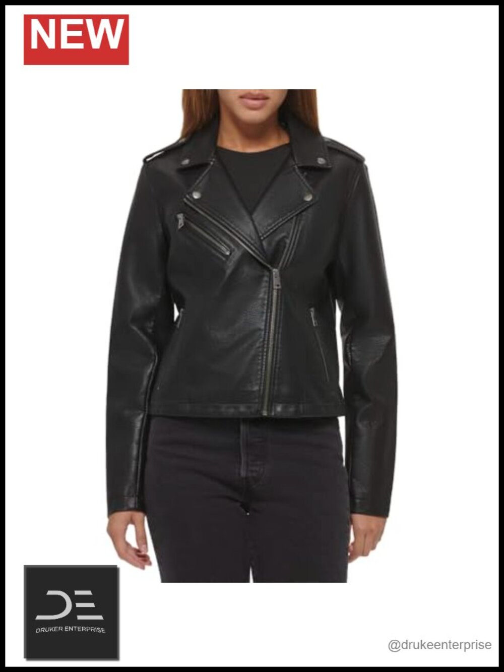 Faux Leather Motorcycle Jacket Asymmetrical Zip Moto